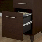 Scrivania a L da 72" con credenza superiore e contenitore