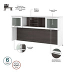 Scrivania a L da 72" con credenza superiore e contenitore
