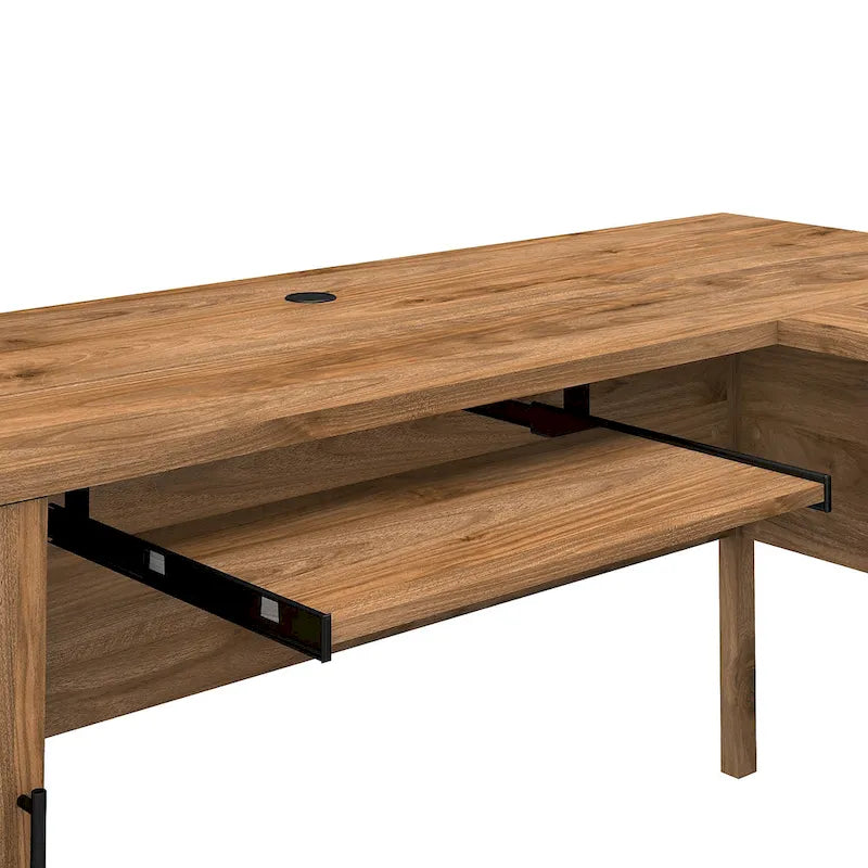 Scrivania a L da 72" con credenza superiore e contenitore