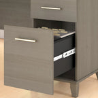 Scrivania a L da 72" con credenza superiore e contenitore