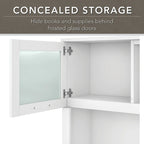 Scrivania a L da 72" con credenza superiore e contenitore