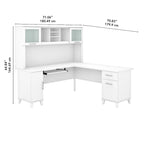 Scrivania a L da 72" con credenza superiore e contenitore
