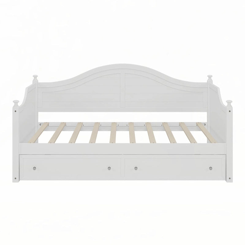 Letto a giorno in legno di dimensioni singole con cassetti