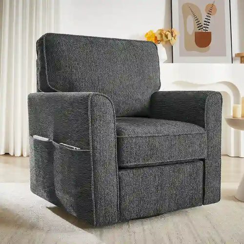 Accent Barrel Chair with Side Pockets360 Swivel Office Chair Chenille Armchair for Office