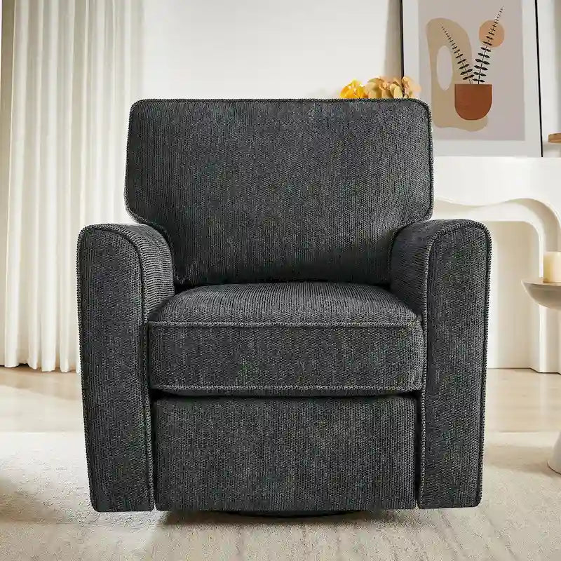 Poltrona a botte Accent con tasche laterali, girevole in ciniglia