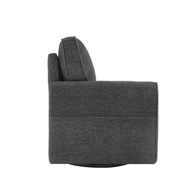Poltrona a botte Accent con tasche laterali, girevole in ciniglia