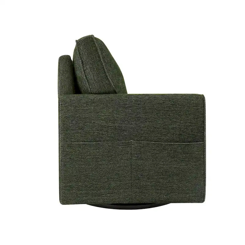 Poltrona a botte Accent con tasche laterali, girevole in ciniglia