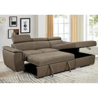 Divano sezionale convertibile da 97" con chaise longue contenitore, poggiatesta regolabili, divano angolare a L contemporaneo con funzione letto