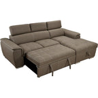 Divano sezionale convertibile da 97" con chaise longue contenitore, poggiatesta regolabili, divano angolare a L contemporaneo con funzione letto