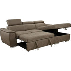 Divano sezionale convertibile da 97" con chaise longue contenitore, poggiatesta regolabili, divano angolare a L contemporaneo con funzione letto