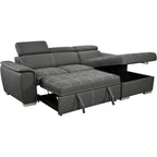 Divano sezionale convertibile da 97" con chaise longue contenitore, poggiatesta regolabili, divano angolare a L contemporaneo con funzione letto