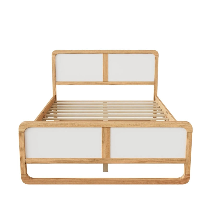 Letto matrimoniale in legno massello con gambe di supporto