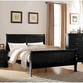 Letto nero matrimoniale (King Size) in legno massello con ferramenta in ottone, stile transizionale