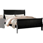 Letto nero matrimoniale (King Size) in legno massello con ferramenta in ottone, stile transizionale