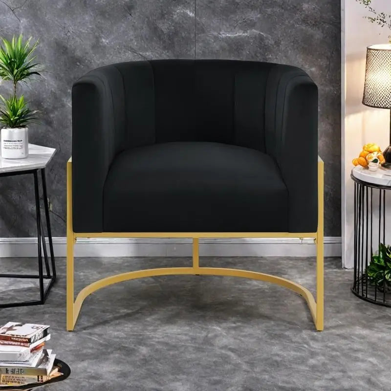Poltrona di design metà secolo con struttura in metallo e schienale ricurvo