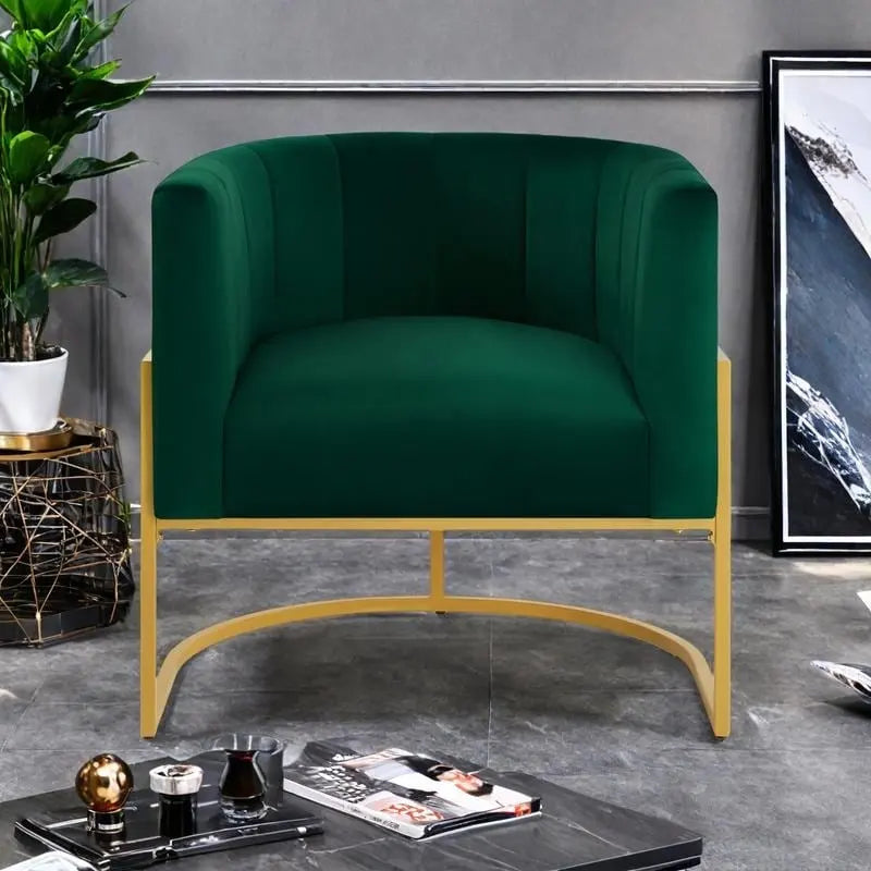 Poltrona di design metà secolo con struttura in metallo e schienale ricurvo