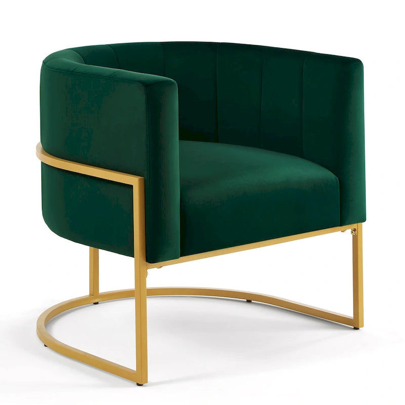 Poltrona di design metà secolo con struttura in metallo e schienale ricurvo