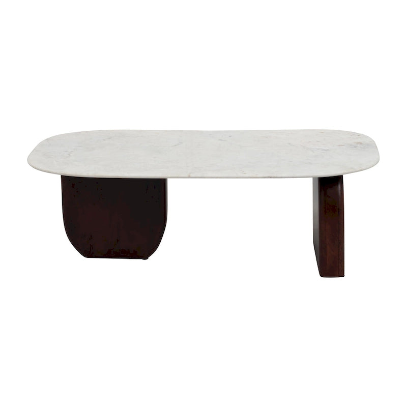 Tavolino ovale moderno in marmo e legno 48 x 24 x 16
