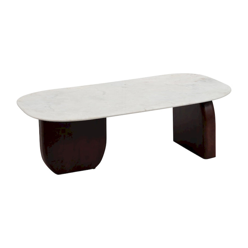 Tavolino ovale moderno in marmo e legno 48 x 24 x 16