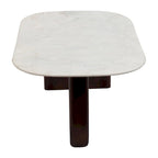 Tavolino ovale moderno in marmo e legno 48 x 24 x 16
