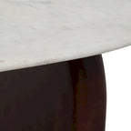 Tavolino ovale moderno in marmo e legno 48 x 24 x 16