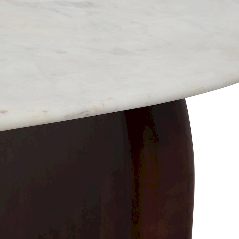 Tavolino ovale moderno in marmo e legno 48 x 24 x 16