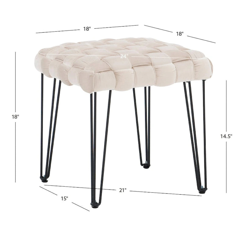 Pouf quadrato in velluto tessuto a mano
