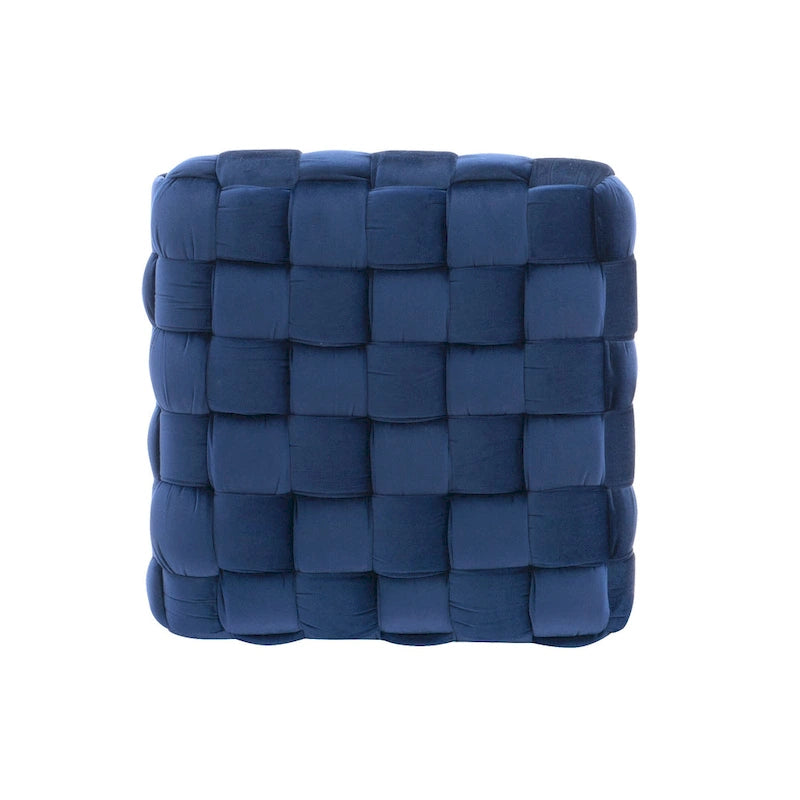 Pouf quadrato in velluto tessuto a mano