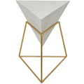 Tavolino d'appoggio in legno a piramide rovesciata geometrica con base in metallo - Nero o Bianco