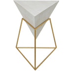 Tavolino d'appoggio in legno a piramide rovesciata geometrica con base in metallo - Nero o Bianco