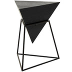 Tavolino d'appoggio in legno a piramide rovesciata geometrica con base in metallo - Nero o Bianco