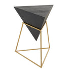Tavolino d'appoggio in legno a piramide rovesciata geometrica con base in metallo - Nero o Bianco