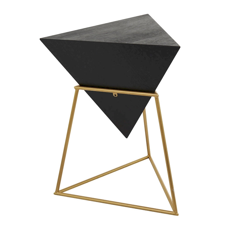 Tavolino d'appoggio in legno a piramide rovesciata geometrica con base in metallo - Nero o Bianco
