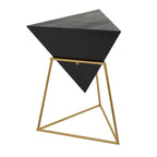 Tavolino d'appoggio in legno a piramide rovesciata geometrica con base in metallo - Nero o Bianco