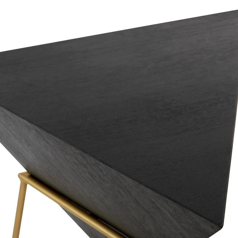 Tavolino d'appoggio in legno a piramide rovesciata geometrica con base in metallo - Nero o Bianco