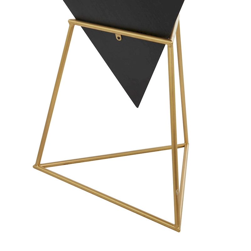Tavolino d'appoggio in legno a piramide rovesciata geometrica con base in metallo - Nero o Bianco