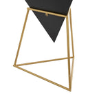 Tavolino d'appoggio in legno a piramide rovesciata geometrica con base in metallo - Nero o Bianco