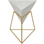 Tavolino d'appoggio in legno a piramide rovesciata geometrica con base in metallo - Nero o Bianco