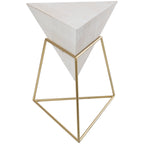 Tavolino d'appoggio in legno a piramide rovesciata geometrica con base in metallo - Nero o Bianco