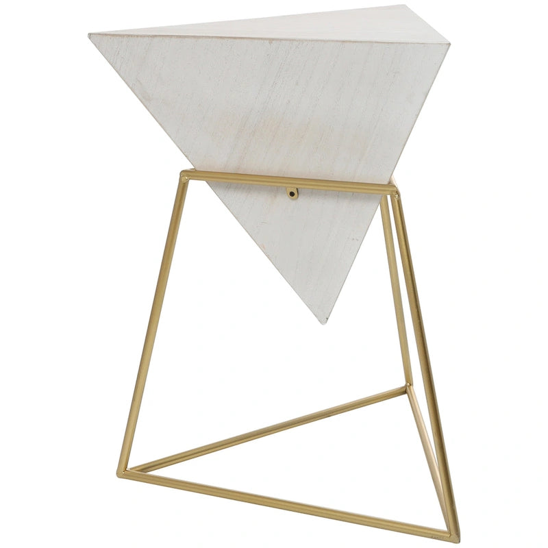 Tavolino d'appoggio in legno a piramide rovesciata geometrica con base in metallo - Nero o Bianco