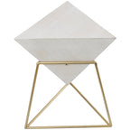 Tavolino d'appoggio in legno a piramide rovesciata geometrica con base in metallo - Nero o Bianco