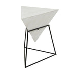 Tavolino d'appoggio in legno a piramide rovesciata geometrica con base in metallo - Nero o Bianco