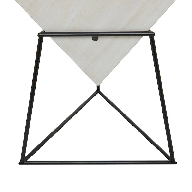 Tavolino d'appoggio in legno a piramide rovesciata geometrica con base in metallo - Nero o Bianco