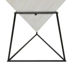 Tavolino d'appoggio in legno a piramide rovesciata geometrica con base in metallo - Nero o Bianco