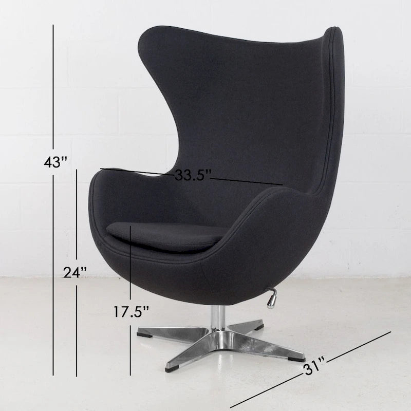 Poltrona reclinabile girevole in tessuto di lana Mid-Century Modern
