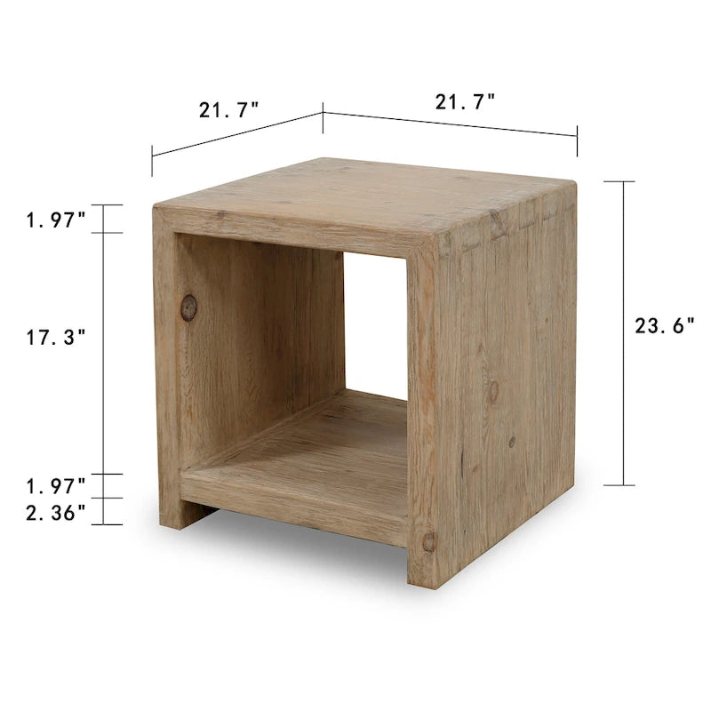 Tavolino a cascata con ripiano, effetto invecchiato naturale 22x22x24A