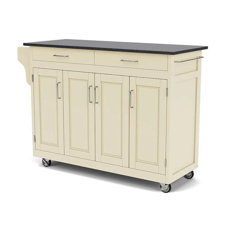 Carrello da cucina bianco con piano in granito nero