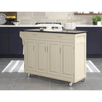Carrello da cucina bianco con piano in granito nero