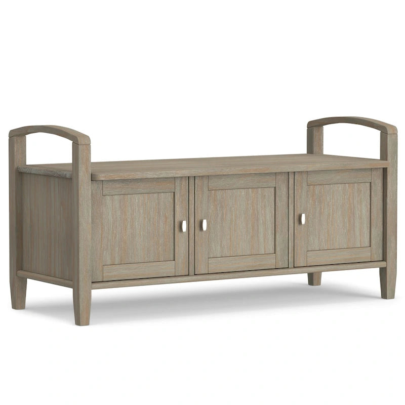 Panca contenitore per ingresso in legno massello, larga 112 cm - Larga 112 cm