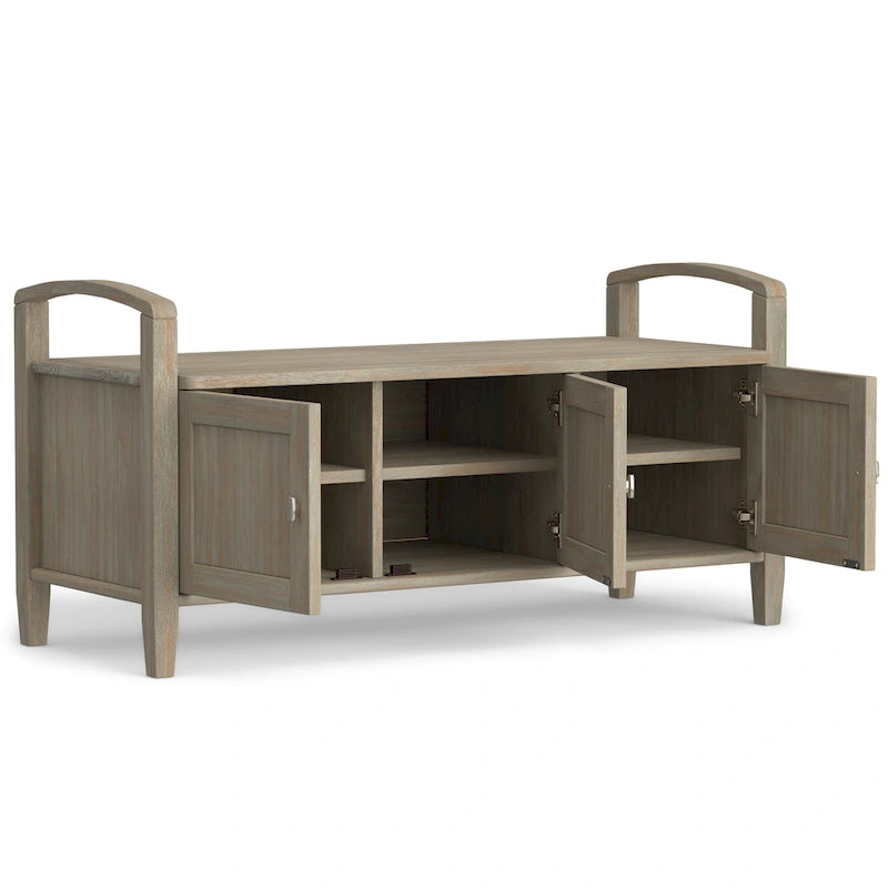 Panca contenitore per ingresso in legno massello, larga 112 cm - Larga 112 cm